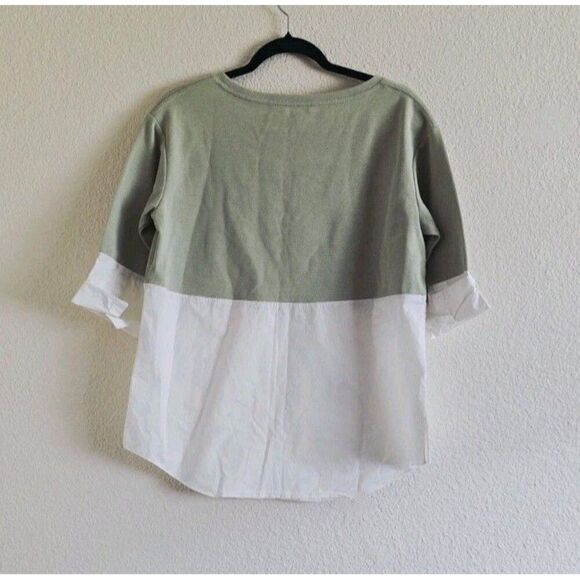 Cos Hem Women’s Sweatshirt Cotton Blend Green and White Size Small - Picture 5 of 9